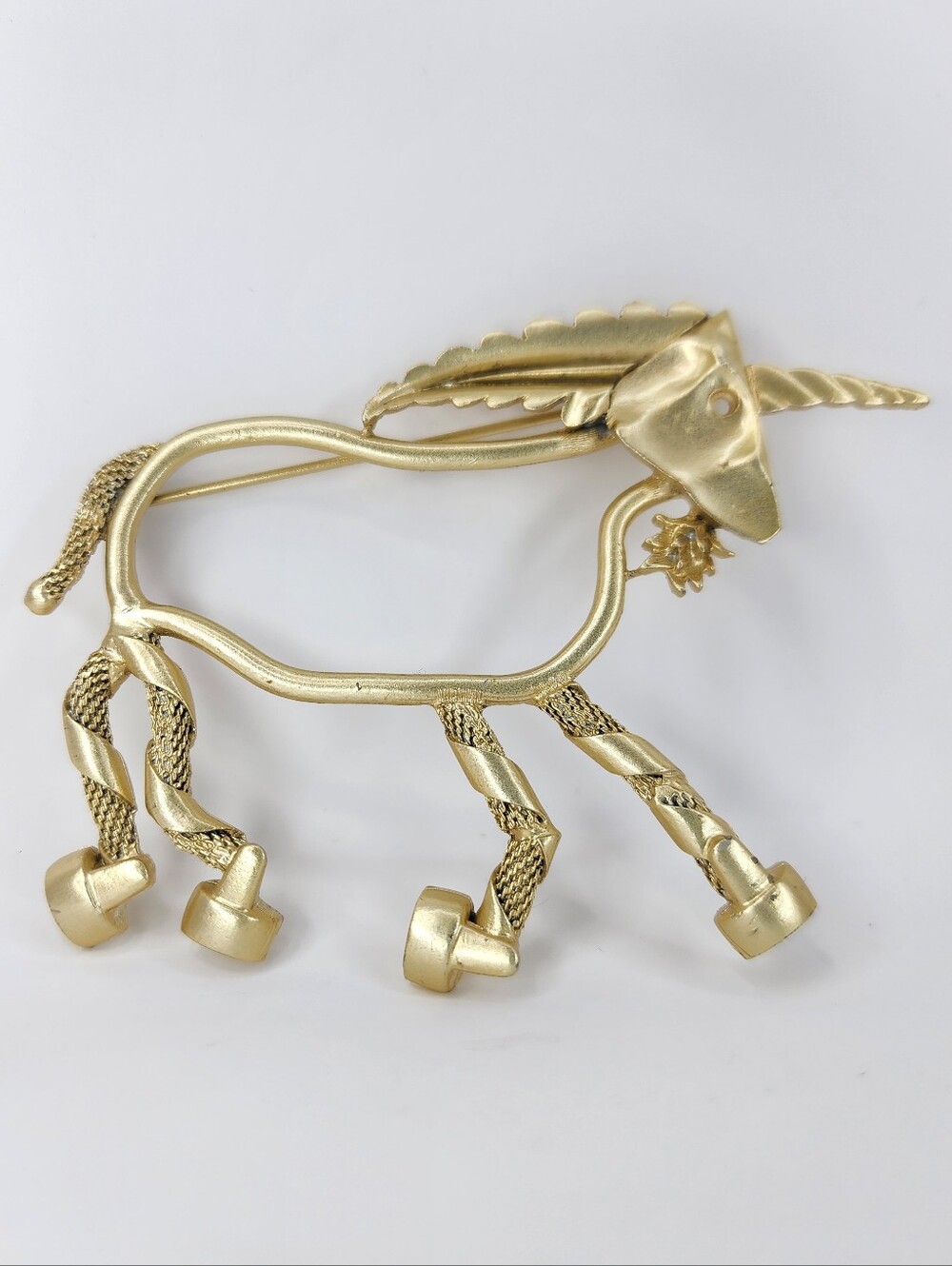 Unicorn Gold Tone Brooch Pin
